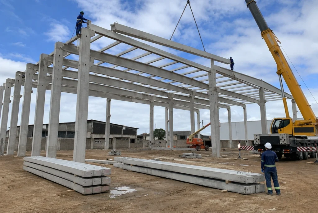 galpão pré-moldado em Pelotas construído pela Brüder Engenharia com estrutura de concreto armado