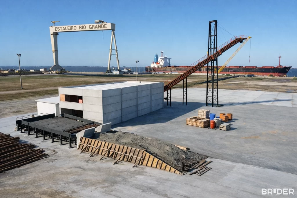 Galpão pré-moldado industrial em Rio Grande - Bruder Pré-moldados